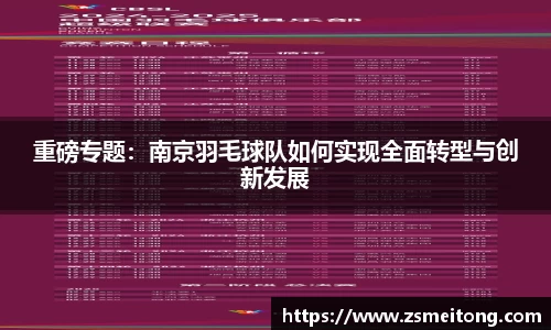 重磅专题：南京羽毛球队如何实现全面转型与创新发展
